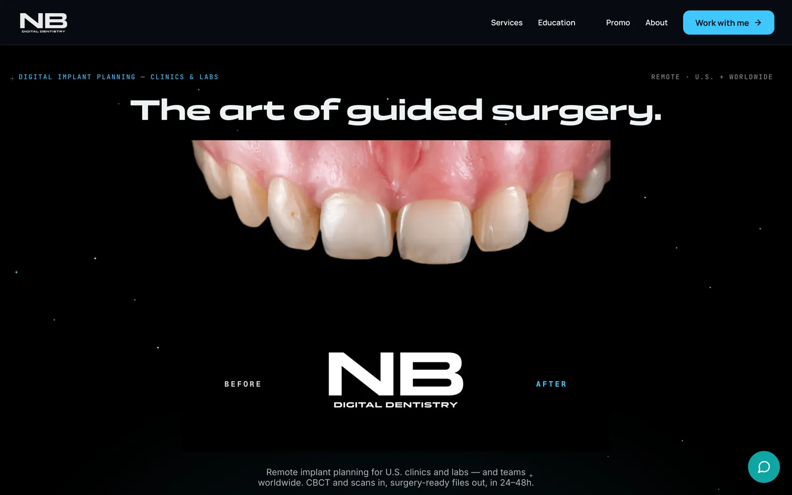 Sitio web de NB Digital Dentistry en pantalla de escritorio